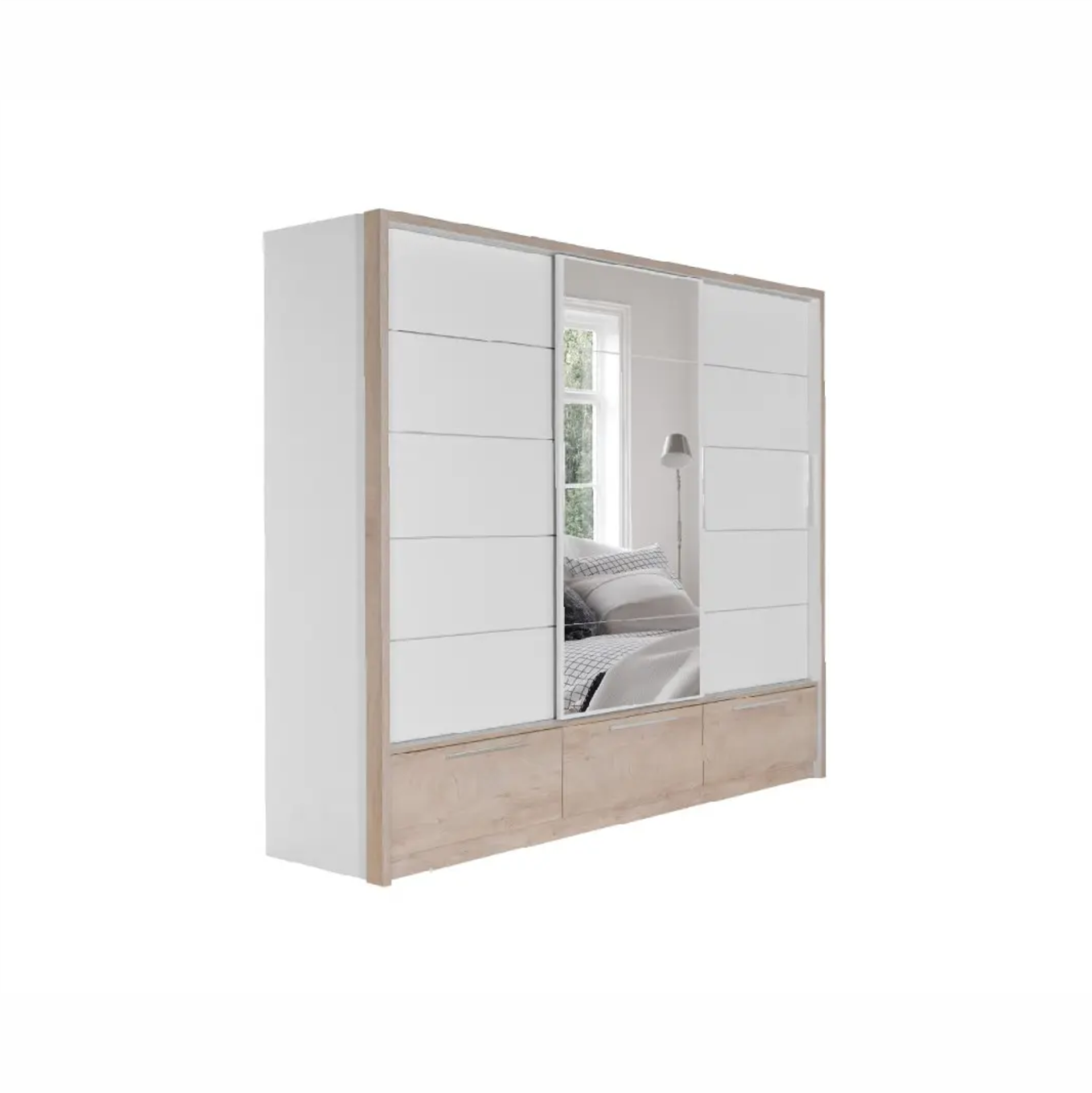 Ormar klizni Lara 150 (premium hrast - bijelo)