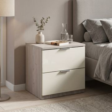 Noćni ormarić Elegance 2F (nordik hrast - pijesak sjaj)