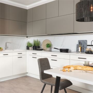 Kuhinje Brigitte (Sinus Stahlblau - Nova Bianco High Gloss)