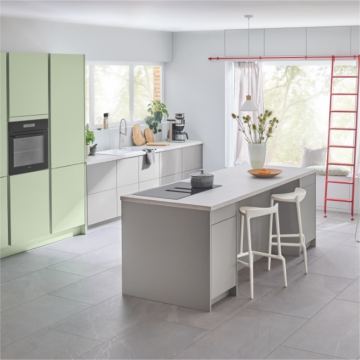 Kuhinje Brigitte (Sinus Stahlblau - Nova Bianco High Gloss)