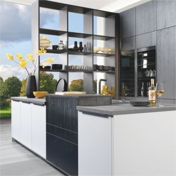 Kuhinje Brigitte (Sinus Stahlblau - Nova Bianco High Gloss)