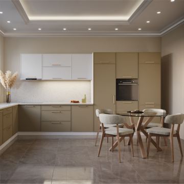 Kuhinje Brigitte (Sinus Stahlblau - Nova Bianco High Gloss)