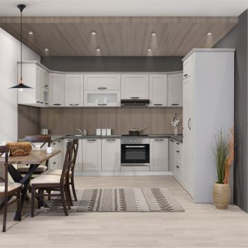 Kuhinje Brigitte (Sinus Stahlblau - Nova Bianco High Gloss)