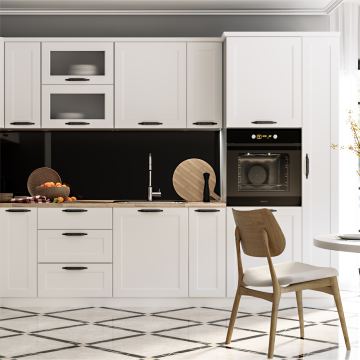 Kuhinje Brigitte (Sinus Stahlblau - Nova Bianco High Gloss)