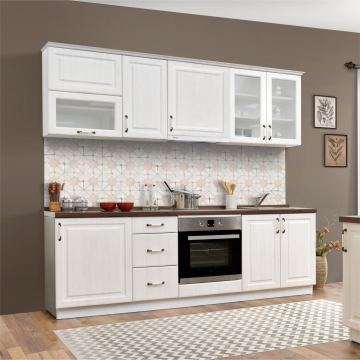 Kuhinje Brigitte (Sinus Stahlblau - Nova Bianco High Gloss)