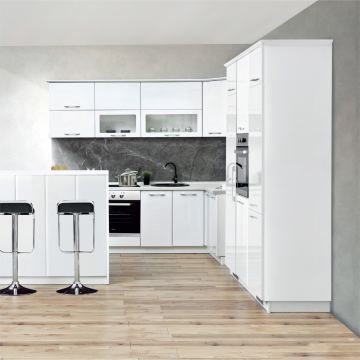 Kuhinje Brigitte (Sinus Stahlblau - Nova Bianco High Gloss)