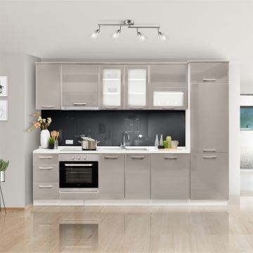 Kuhinje Brigitte (Sinus Stahlblau - Nova Bianco High Gloss)