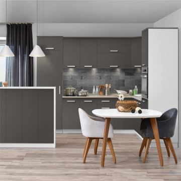 Kuhinje Brigitte (Sinus Stahlblau - Nova Bianco High Gloss)