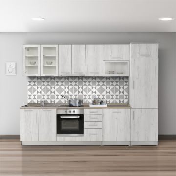 Kuhinje Brigitte (Sinus Stahlblau - Nova Bianco High Gloss)