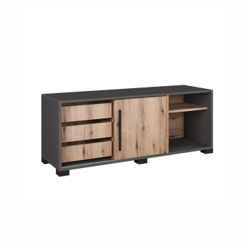 Komoda 1V3F Leonidas (premium hrast - bijelo)